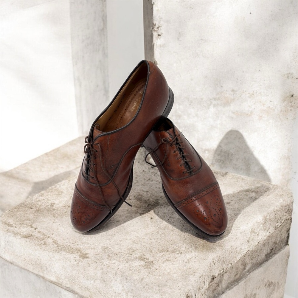 Johnston & Murphy Rich Brown Leather Oxfords